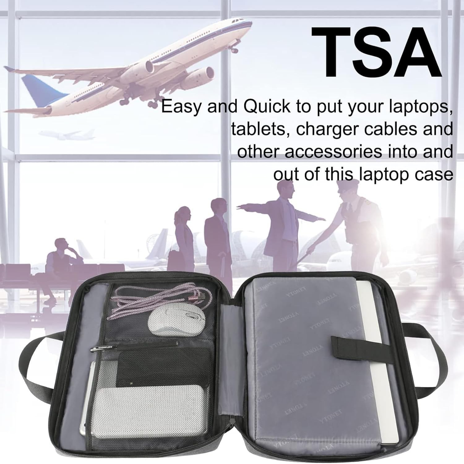 Ytonet Laptop Case, 15.6 inch TSA Sleeve Computer Bag 15-15.6 in, Grey