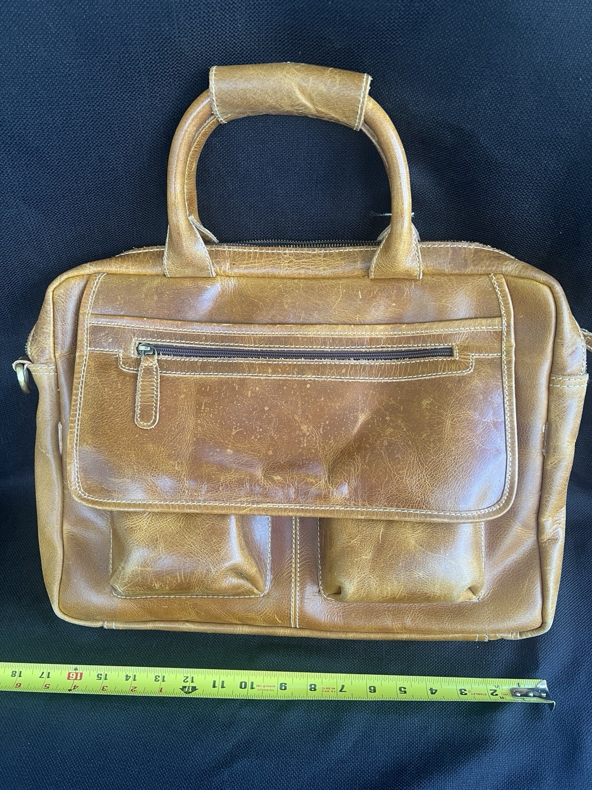 Distressed Handmade Leather messenger laptop computer case shoulder bag