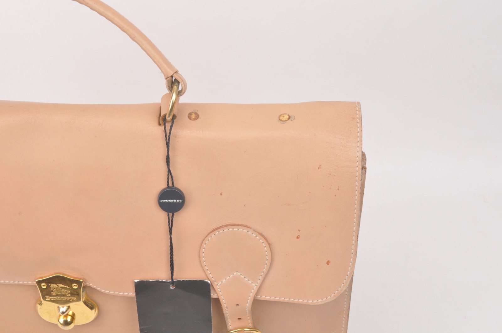 Burberry vintage tan leather briefcase bag