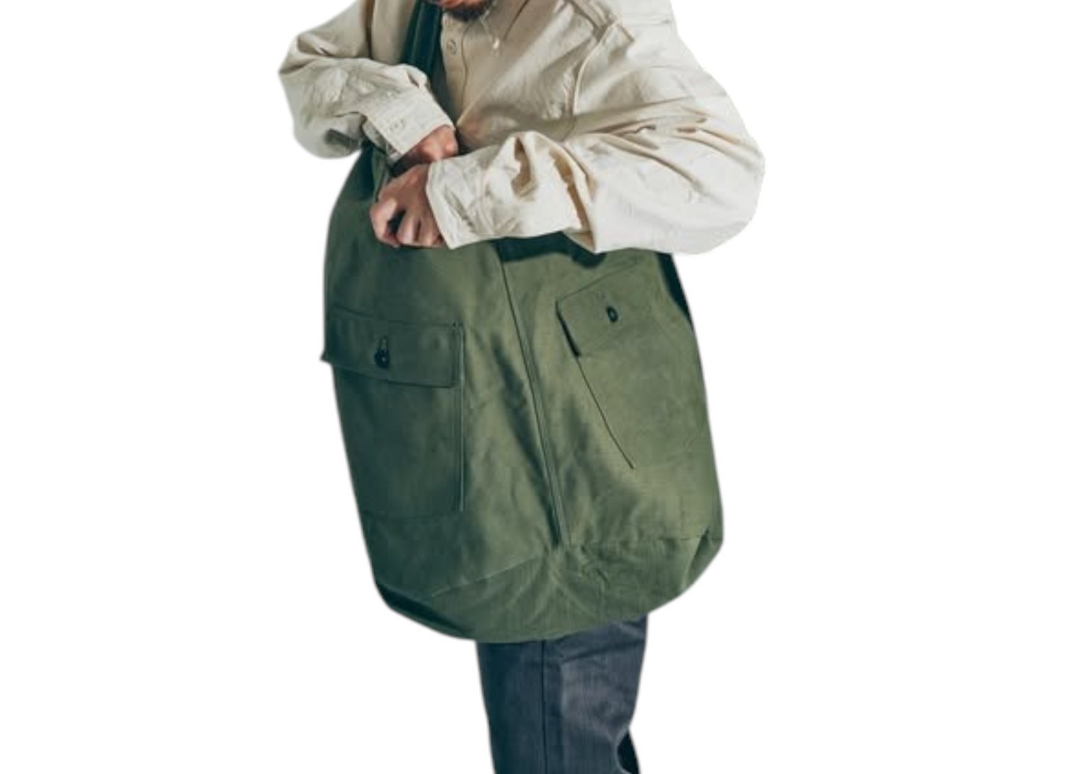 Samurai Jeans 15oz Katanamimi Heavy Back Satin Bag Selvedge 82 ×60× 20㎝ Olive