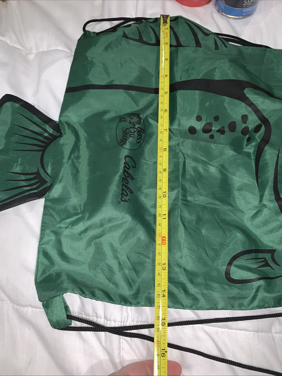Bass Pro Shops Cabela’s 17×14 Green Fish Shape Drawstring Reusable Bag