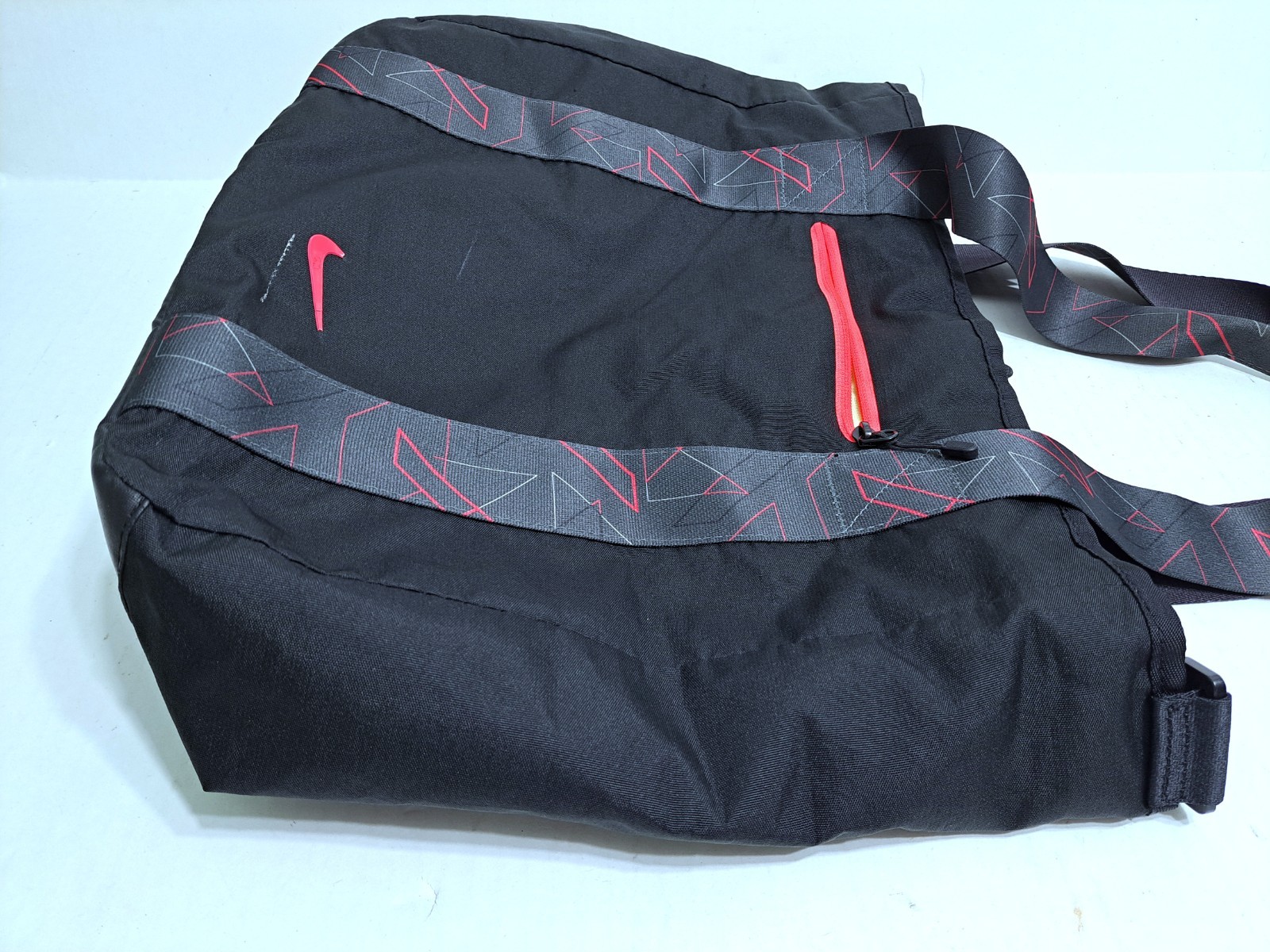 Nike Legend Track Tote Bag With Snap Button Black Red BA4509