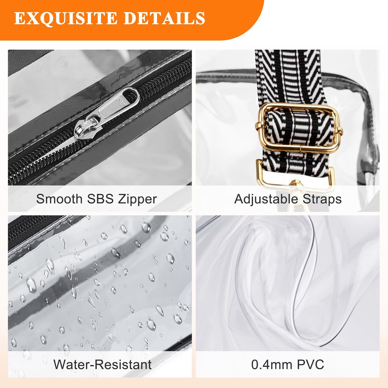 Clear Stadium Bag 12x12x6 Stadium Approved Clear Backpack for Concerts Events