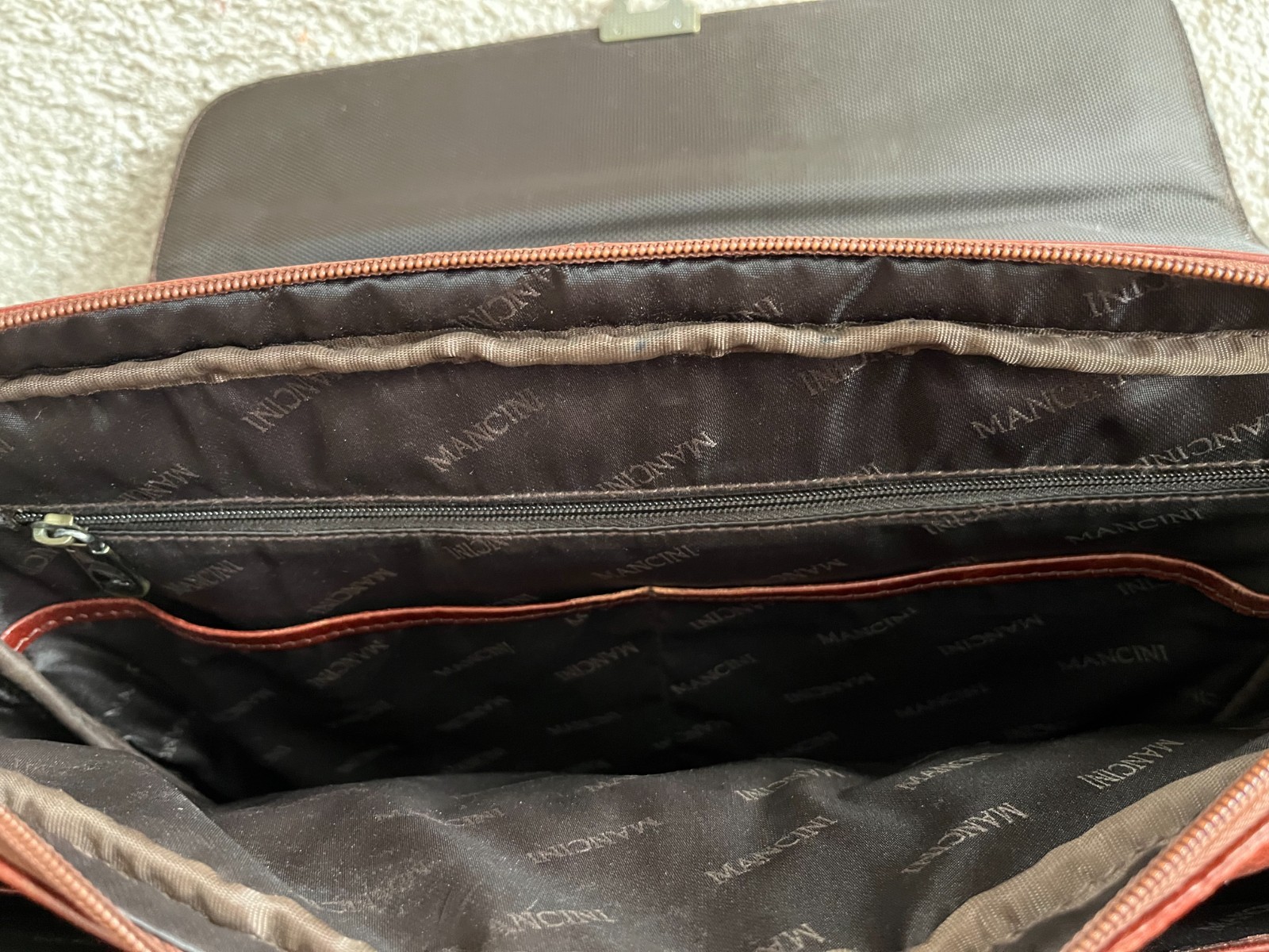 Mancini Cognac Leather Briefcase/Laptop Bag