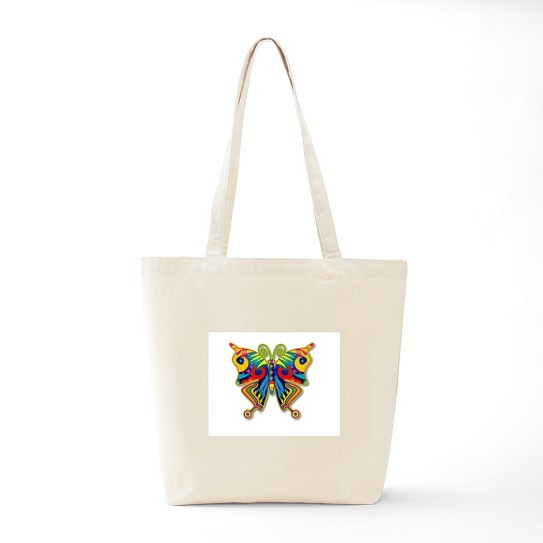 CafePress Retro Butterfly Natural Canvas Tote Bag, Cloth Shopping Bag (42506215)