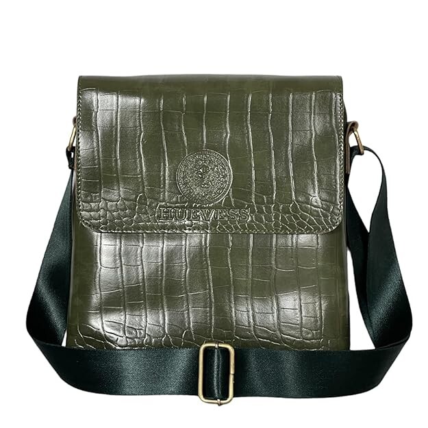 Green Leather Messenger Slings Bag Cross Body Adjustable Strap Bag For Men’ Wear