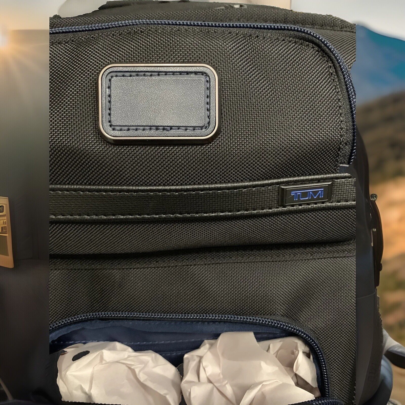 Tumi Alpha 3 Brief Laptop Backpack $625 NWOT Black with navy accent