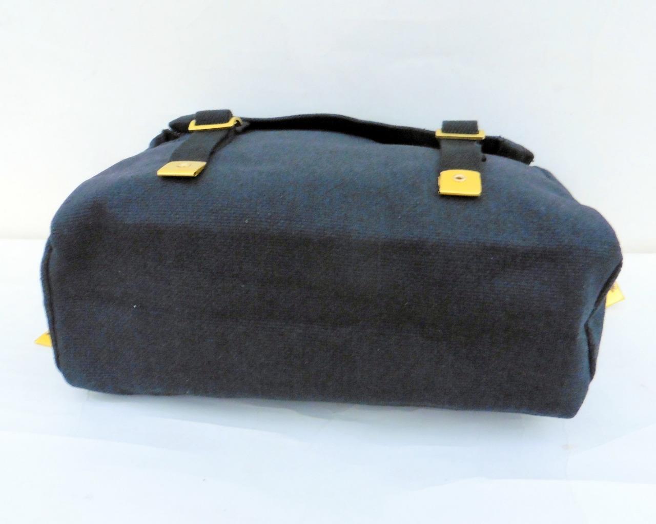 Canvas Shoulder Bag Biker Motorcycle Messenger Web Haversack Small 26x25x8cm Blk