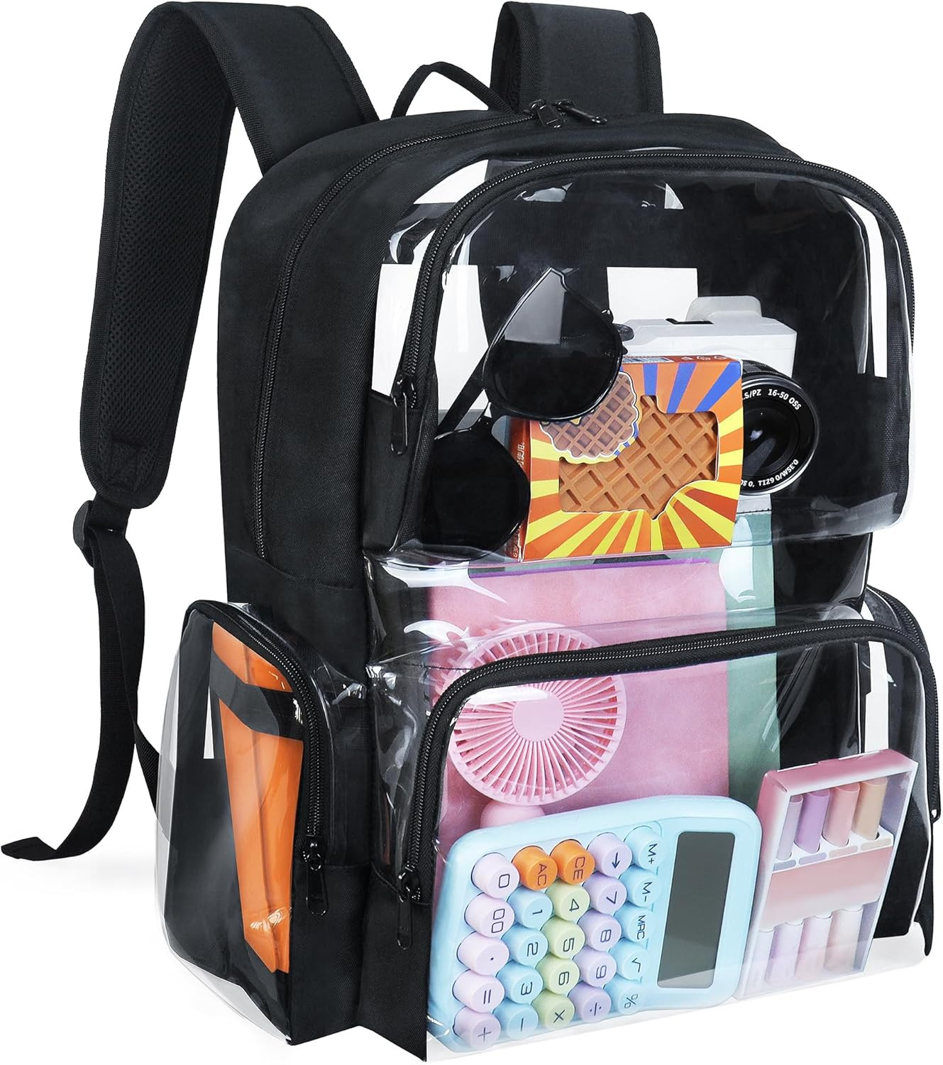 Clear Backpack Heavy Duty,18” Large Clear Backpack with Multiple Pockets,See th