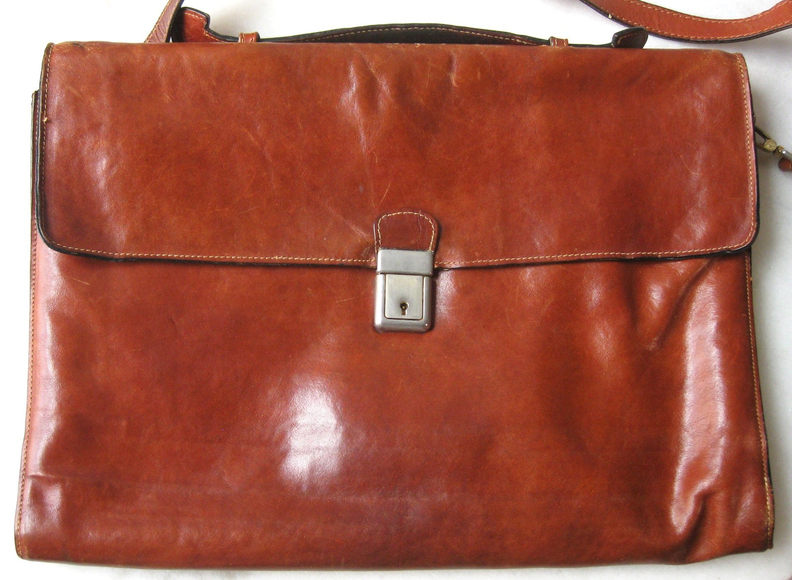 Italian Leather , Cognac, Briefcase w/ Shoulder Strap, Satchel, Bag