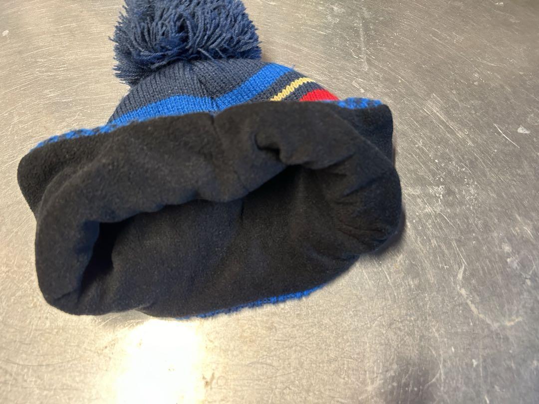 Auth Unknown Vintage Knit Cap With Ear Flaps Blue Fleece Beanie From Japan