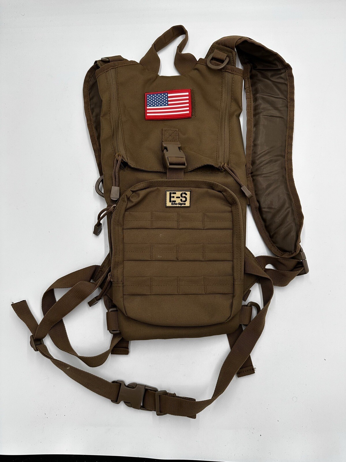 Echo Sigma Military Style Backpack Tan/Beige Compact Carrying Pouch American Fla