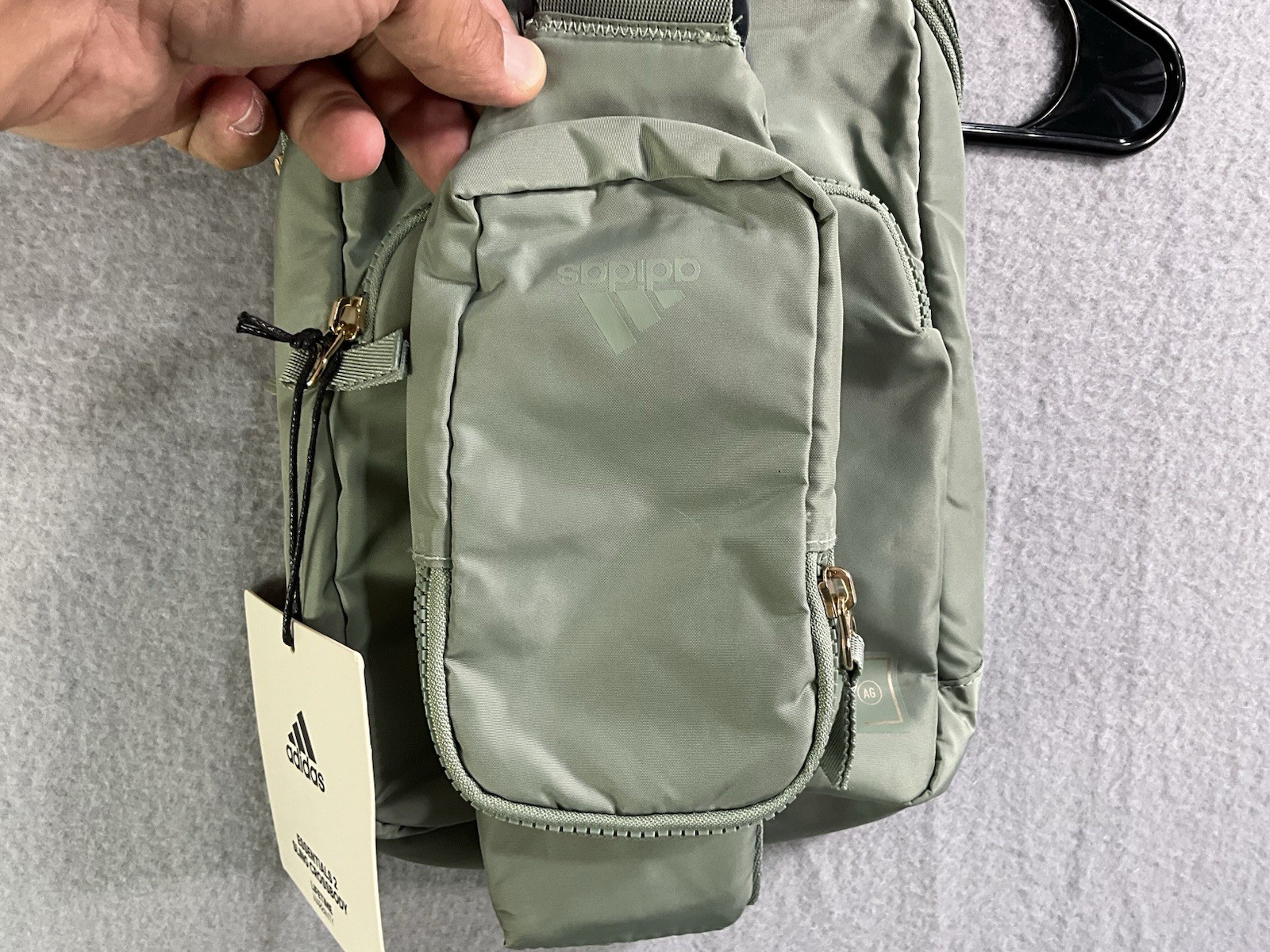 Adidas Essentials 2 Sling Crossbody Bag Silver Green NWT One Size LP9767