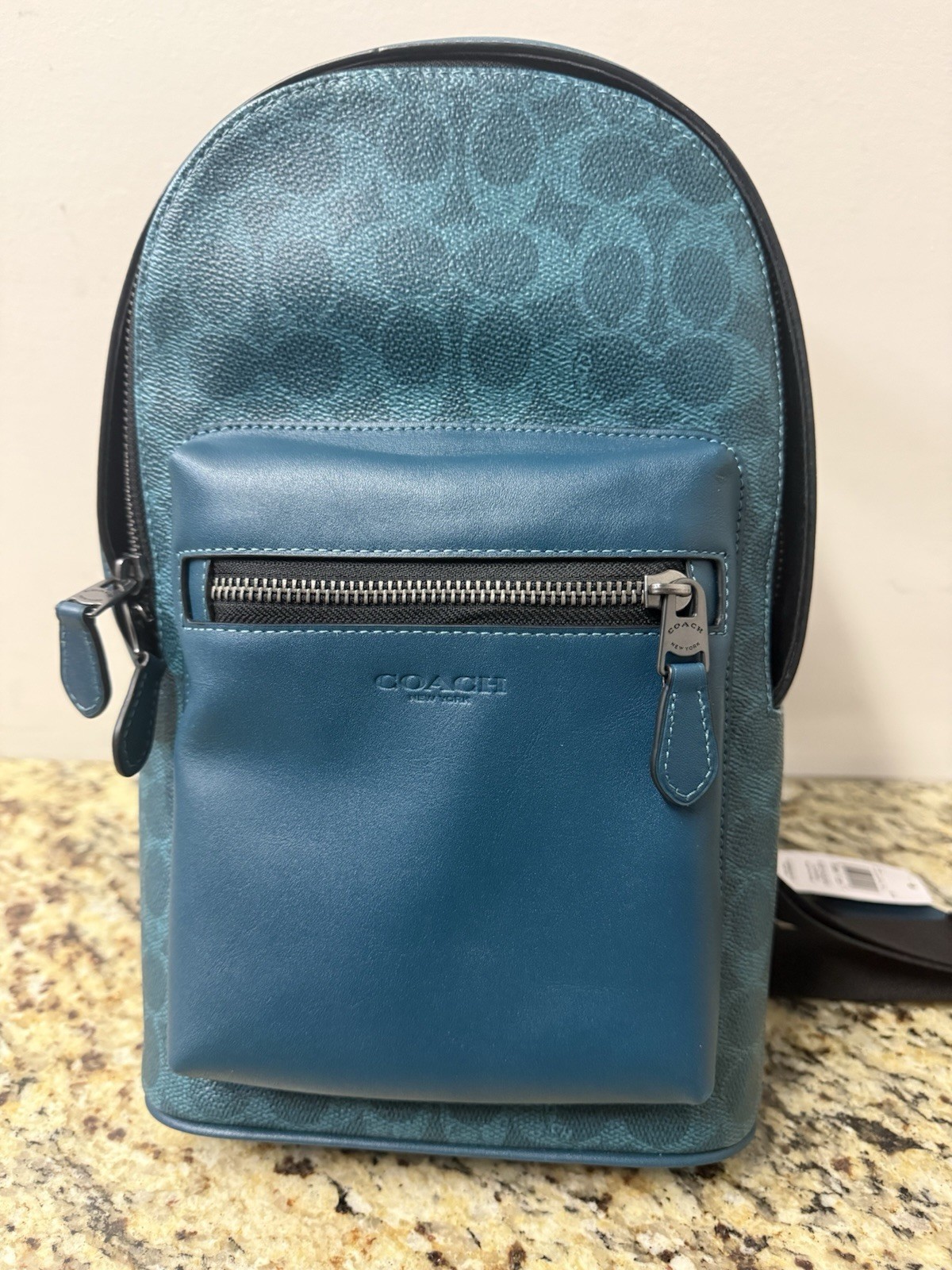 Coach Crossbody West Pack In Signature Canvas & Leather Aquamarine/ Teal “GV”