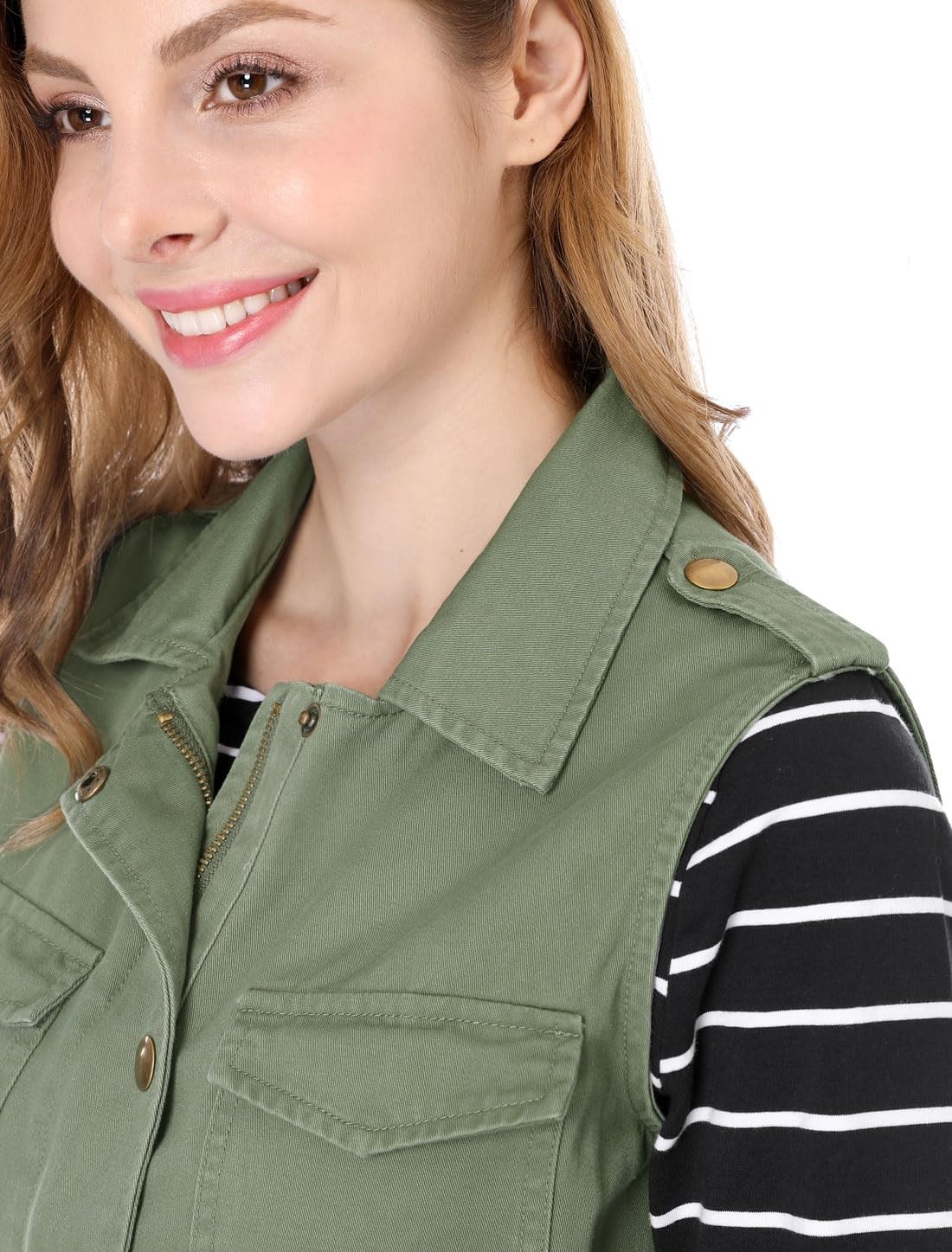 ‘s Functional Pockets Drawstring Waist Cargo Vest M Green (10)
