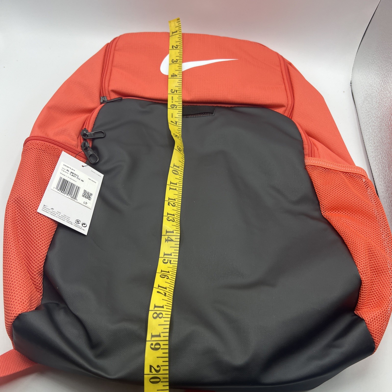 Nike Brasilia Training Backpack Black Orange XL 30L School Travel Bag DM3975-814