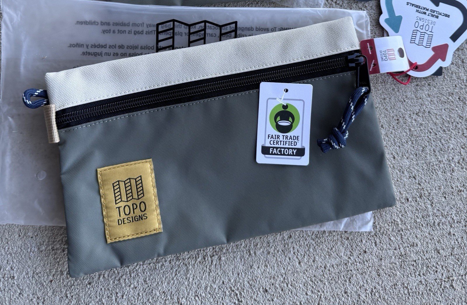NEW Topo Designs Accessory Bag Set- Set Of 2:Micro & Small Bone White/Beetle