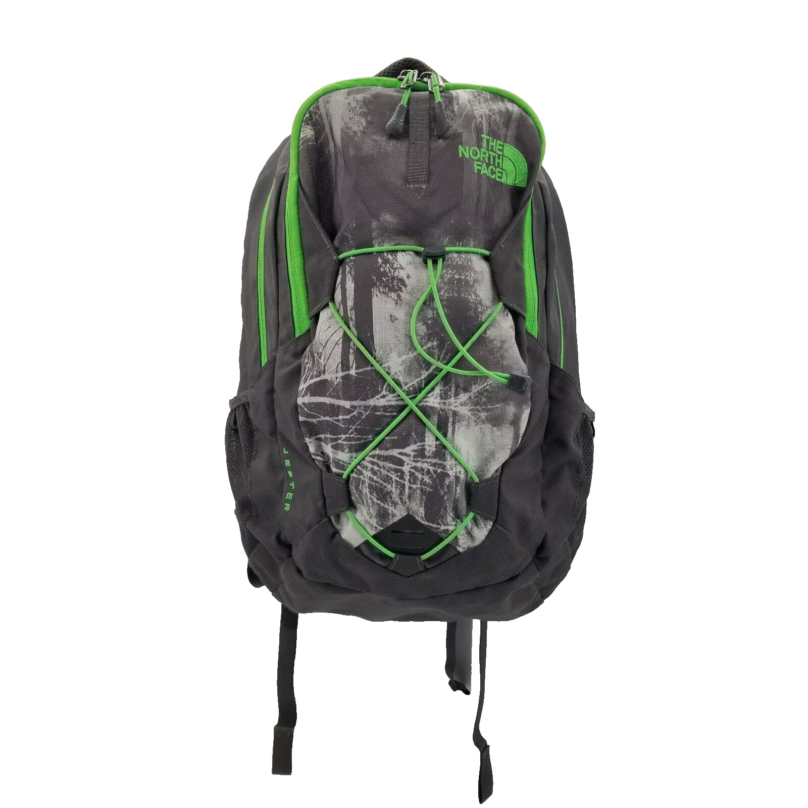 North Face Jester 28 Liter Black Green School Hiking 18 Inch Backpack