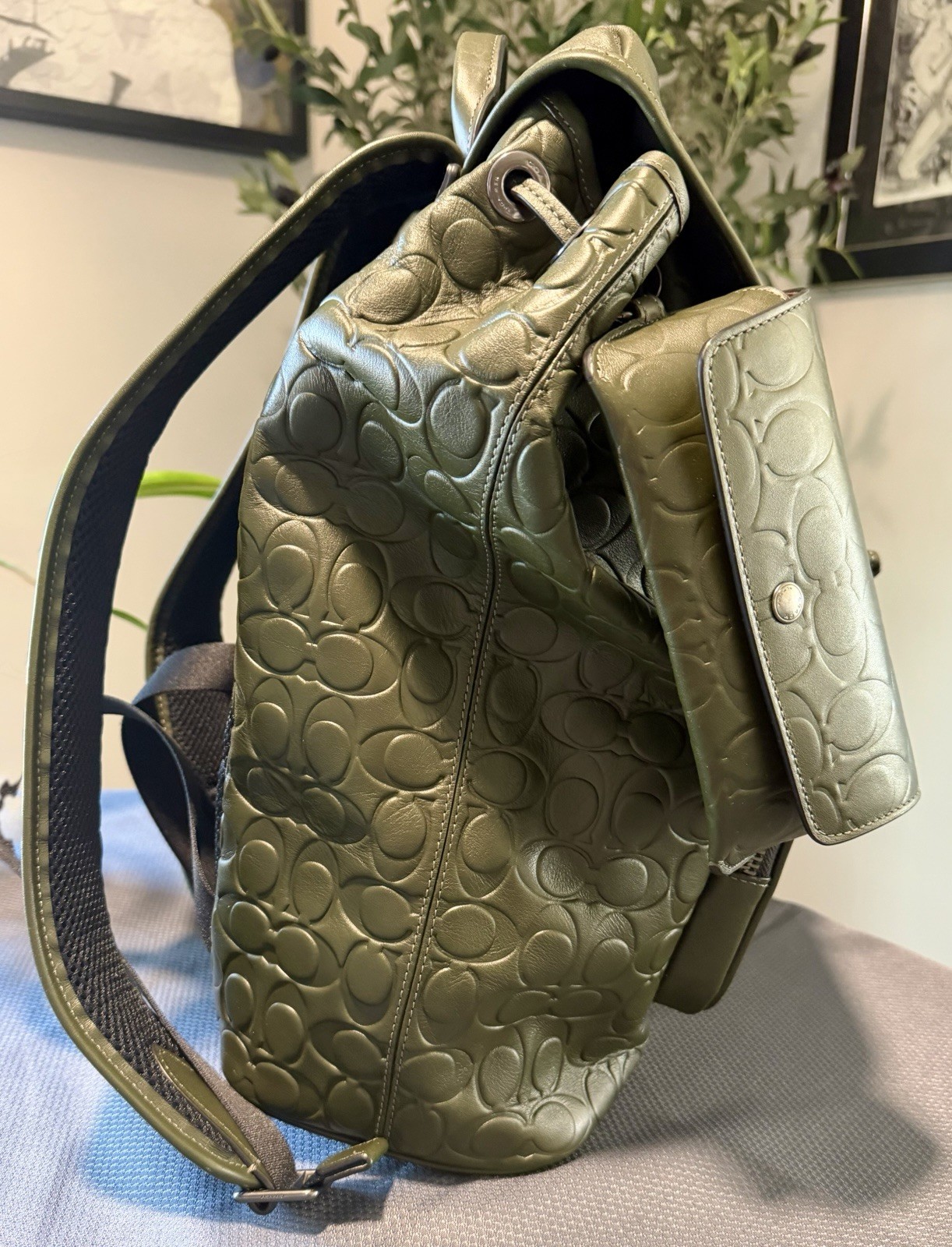 Coach New Large Sullivan Backpack Signature Leather W Eyeglass Case C9868