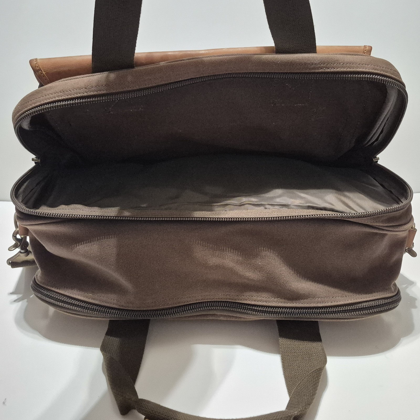 Cabela’s Brown Canvas Leather Large Messenger Laptop Carryon Travel Luggage Bag