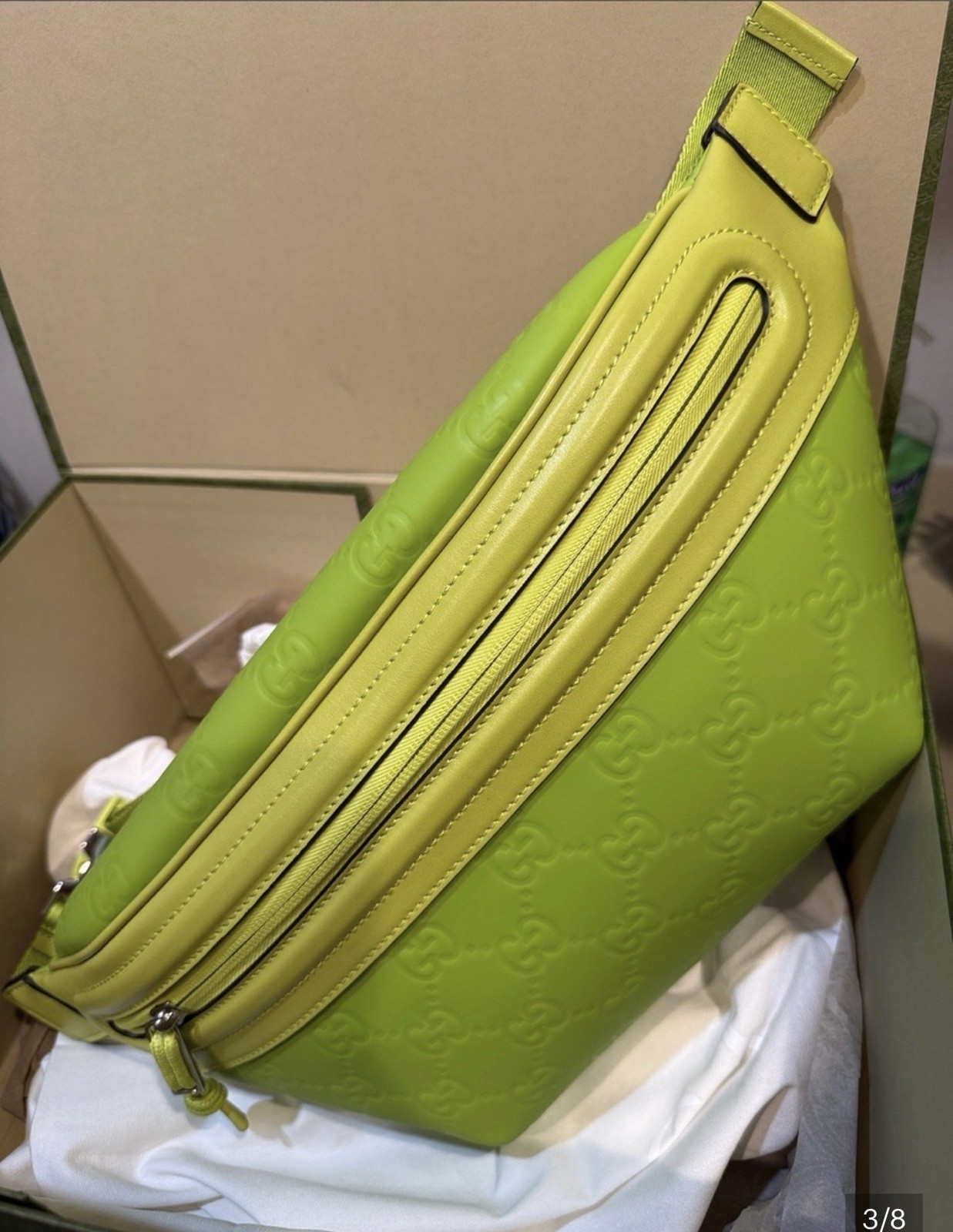 Gucci GG Embossed Belt Bag Large w/ Tags Lime Green