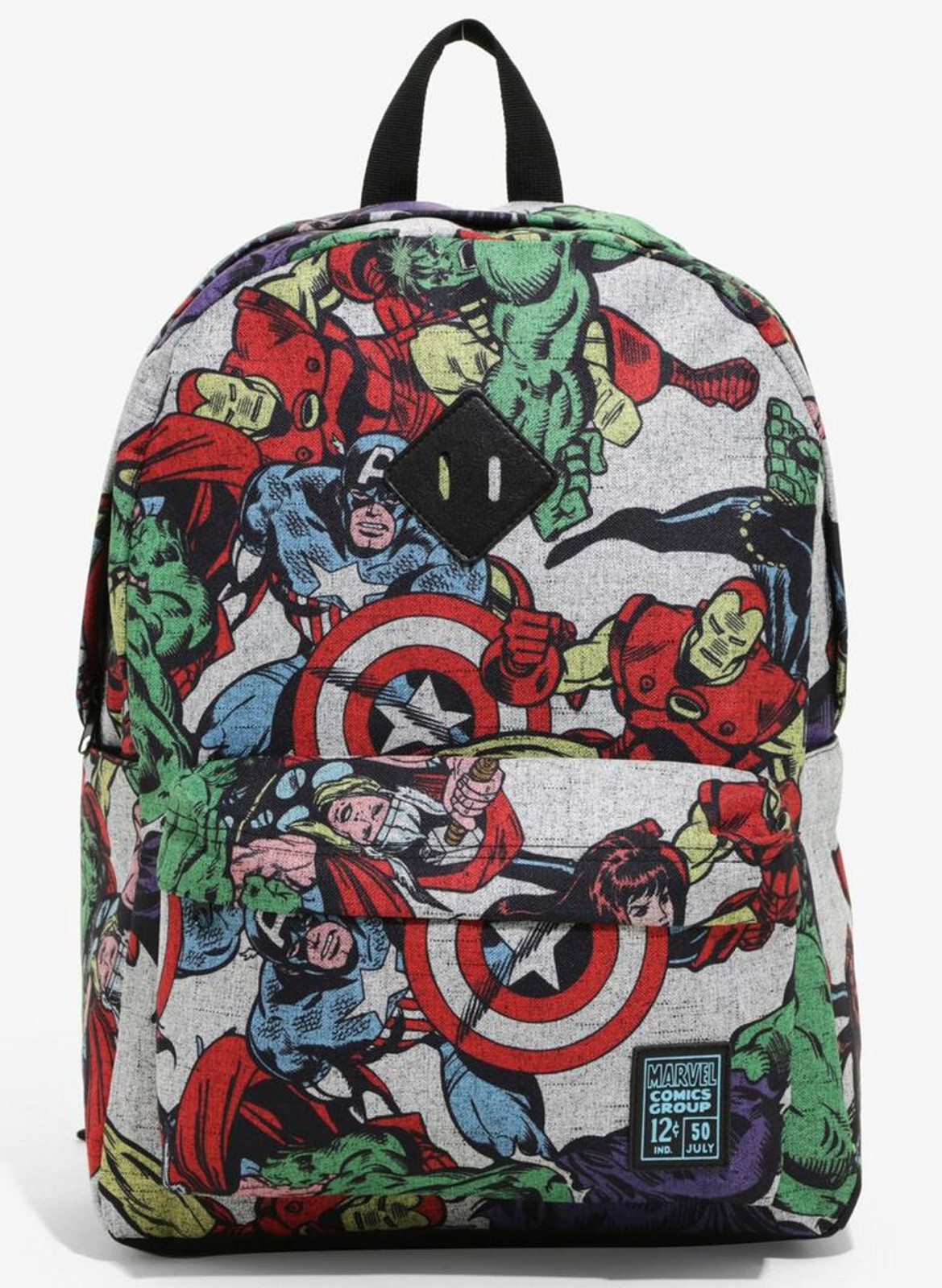 Disney Marvel Avengers Comic Book Characters Print Backpack Book Bag 12×18 NEW