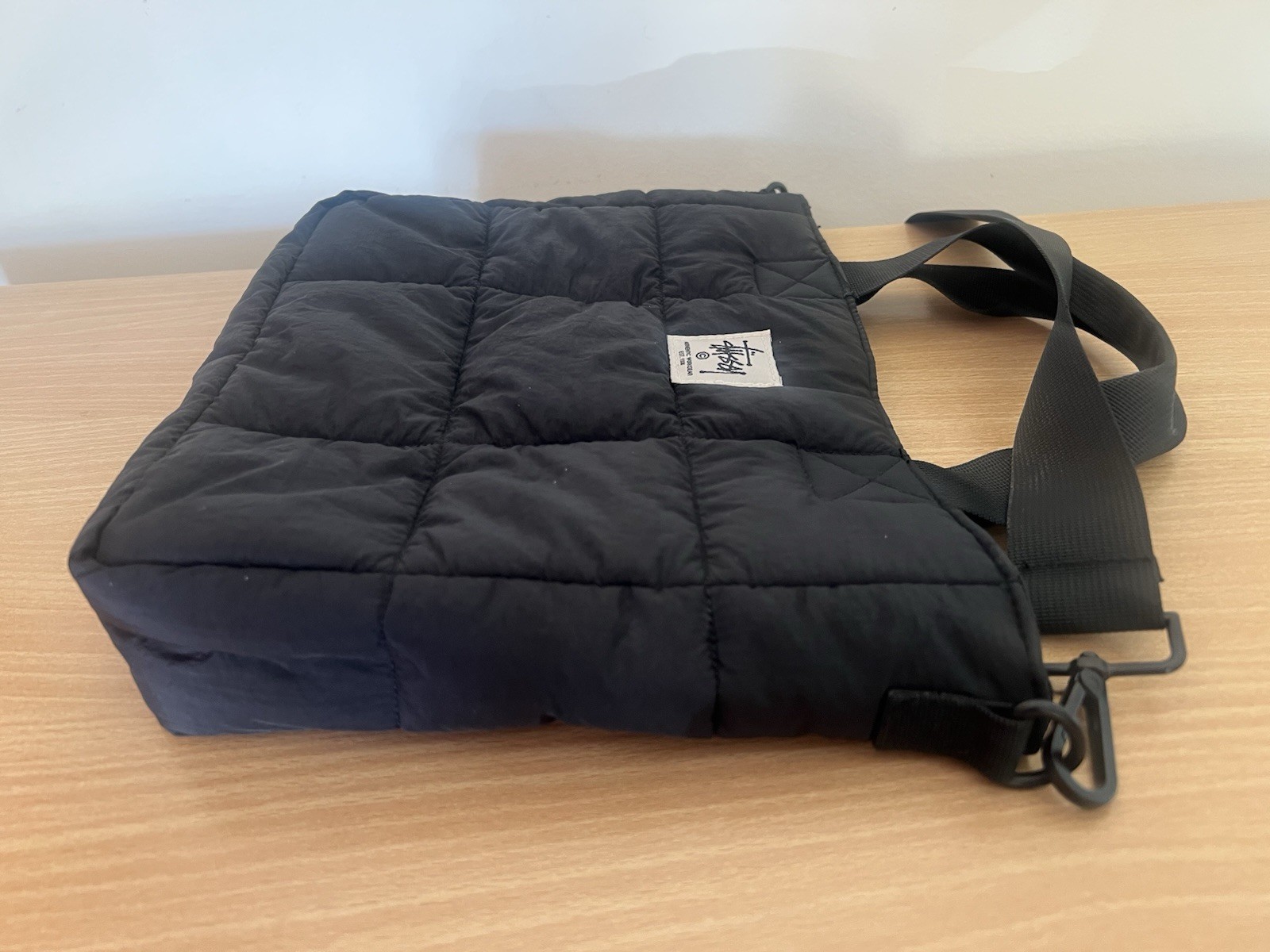 Stussy Black Graffiti Quilted Two Handles Bag Logo Excellent Condition