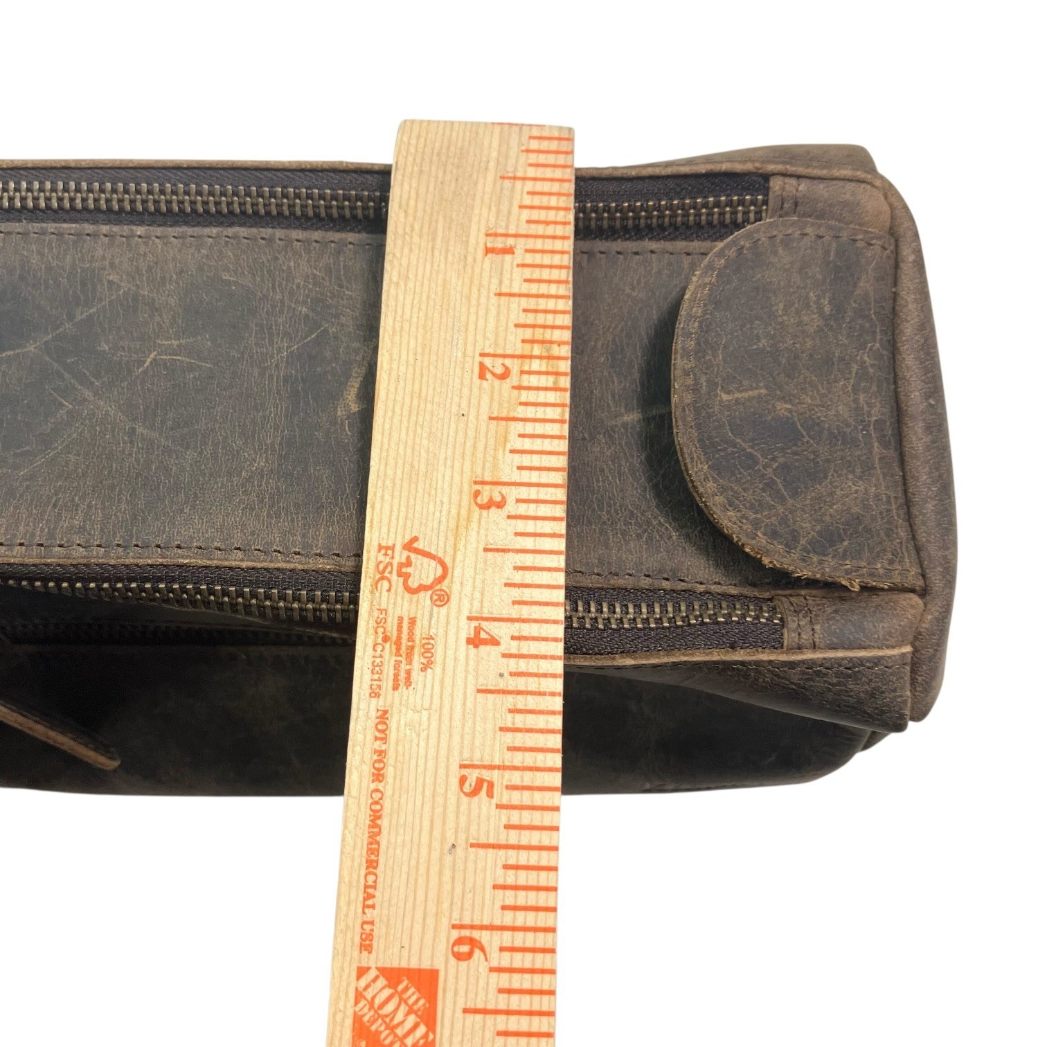 KomalC Buffalo Leather Toiletry Bag Mens Dopp Kit Vintage Travel Case Brown