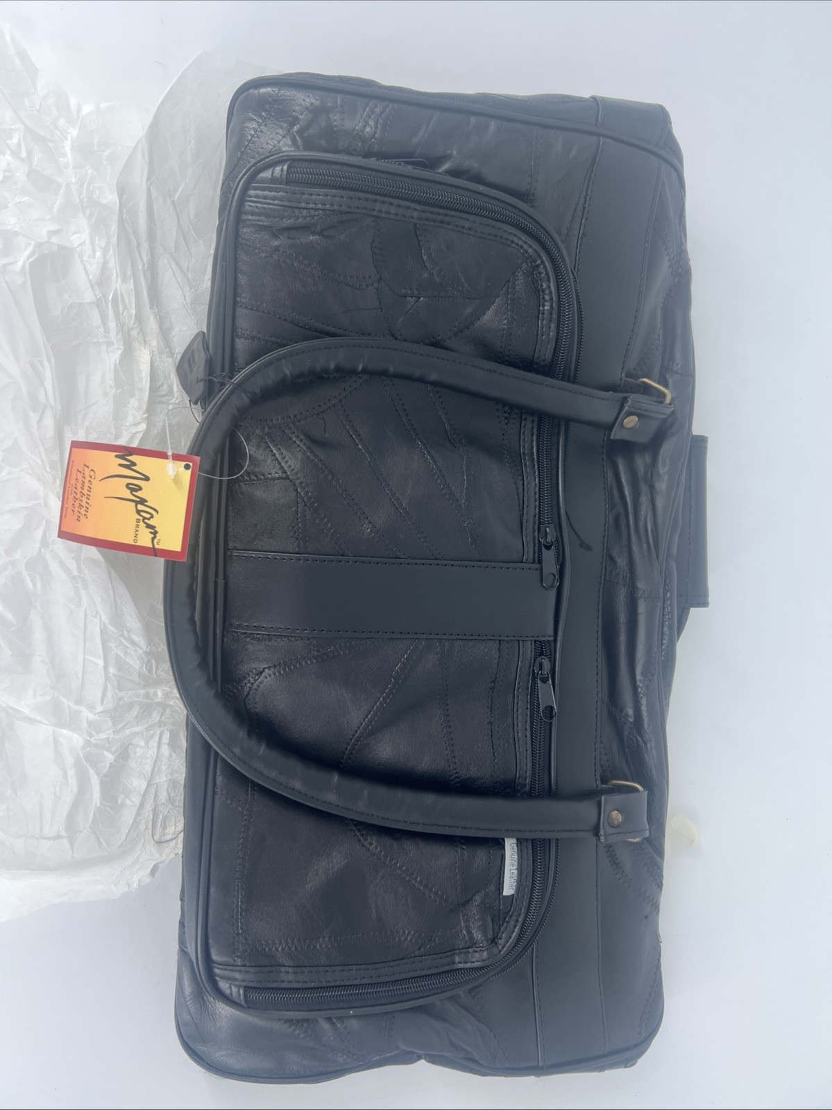 MAXAM/EMBASSY Genuine Lambskin Leather 23″ TOTE – GYM-DUFFEL BAG Zipper Pockets