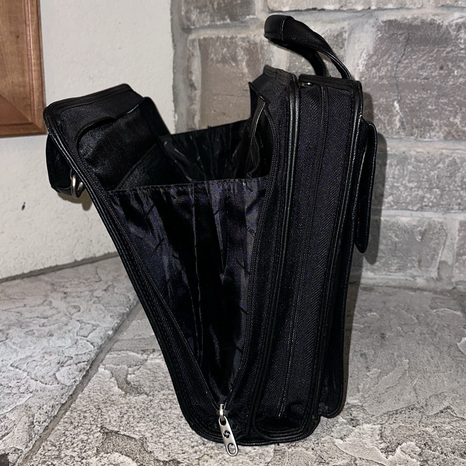 Samsonite Black Grain Leather Laptop Bag Briefcase 3-Ring Organizer 14x11x5”