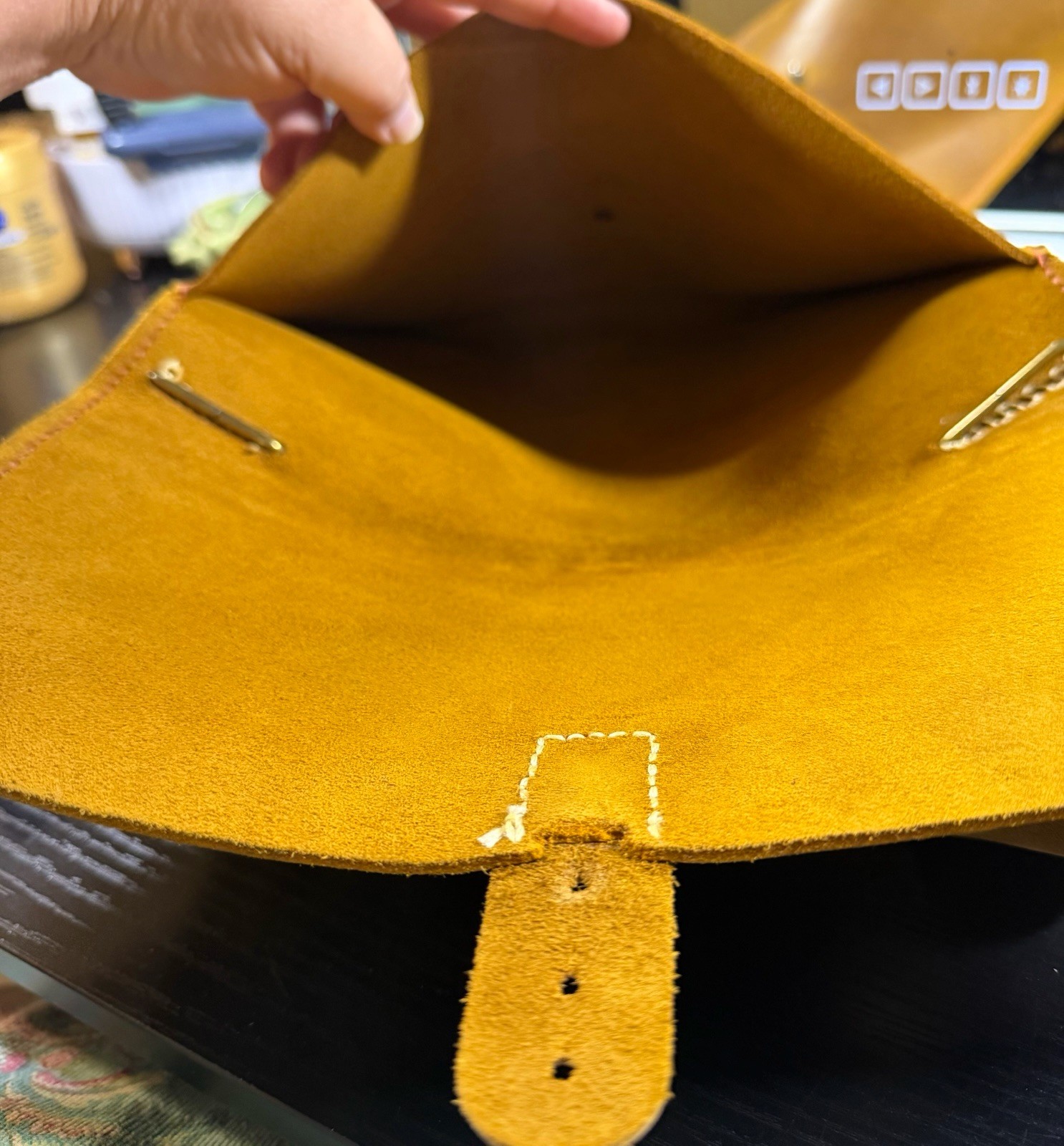 Handmade Leather Crossbody Messenger Bag Hand Painted Sunflower Rustic Boho