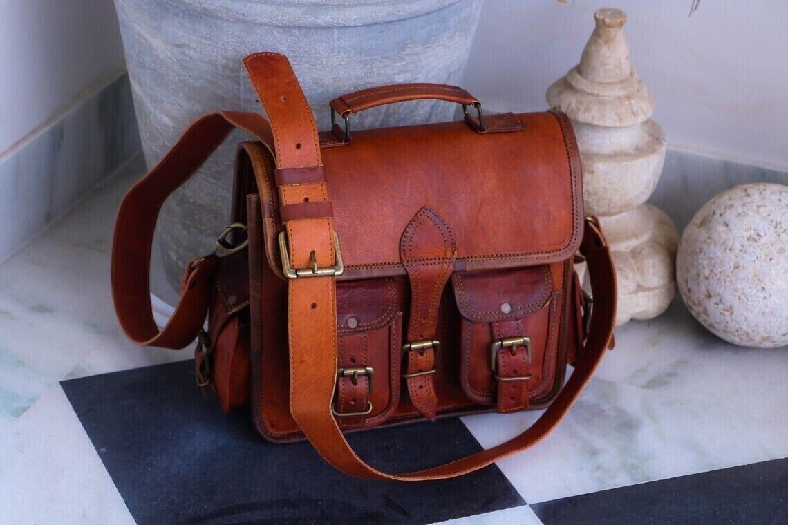 Men’s Business Leather Shoulder Messenger Satchel Genuine Laptop Briefcase Bag