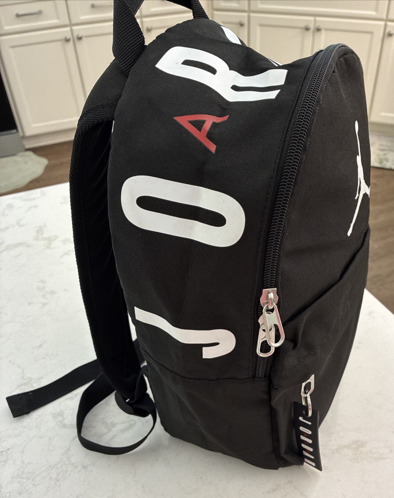 Jordan Air Mini Backpack Travel Bag Black White Red 13.75”x 10”x 6” Zippers Good