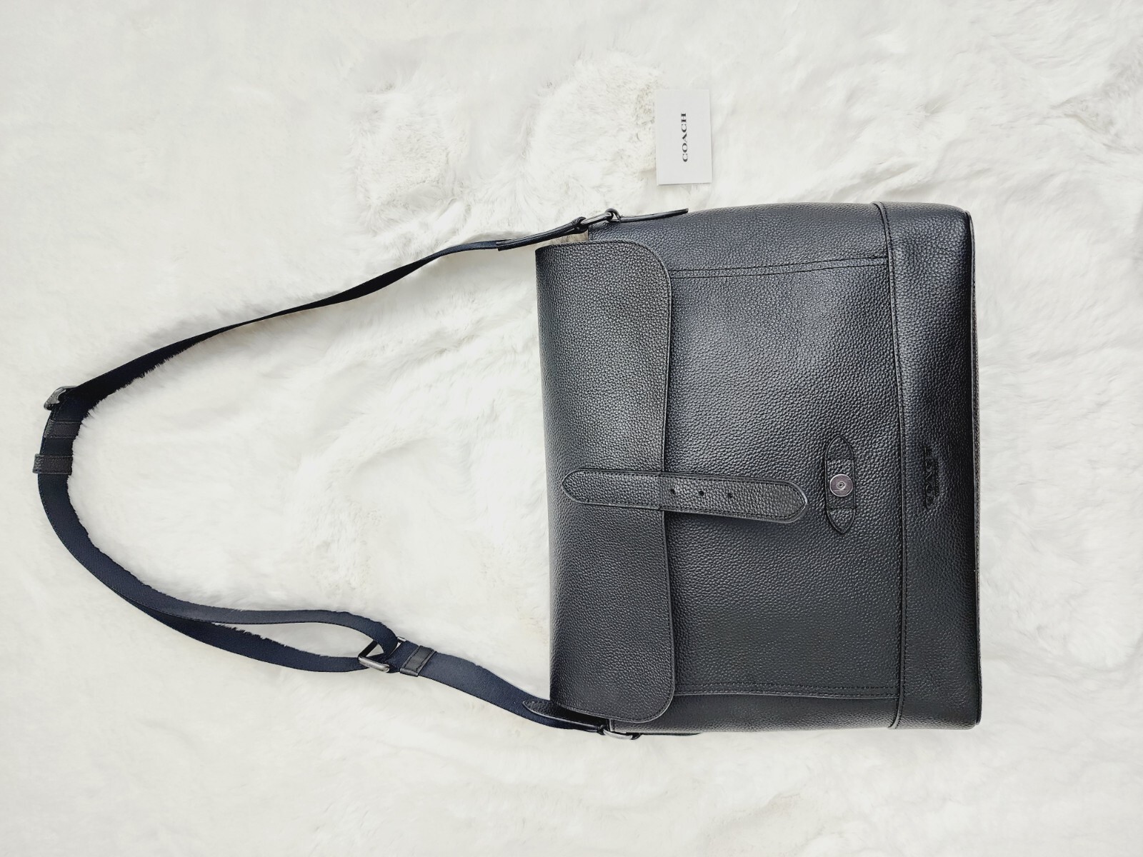Coach Hudson Messenger Men’s Bag Pebble Leather Black 88892 Unisex Authentic