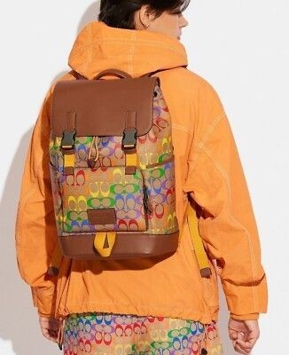 COACH Rare and track backpack rainbow signature