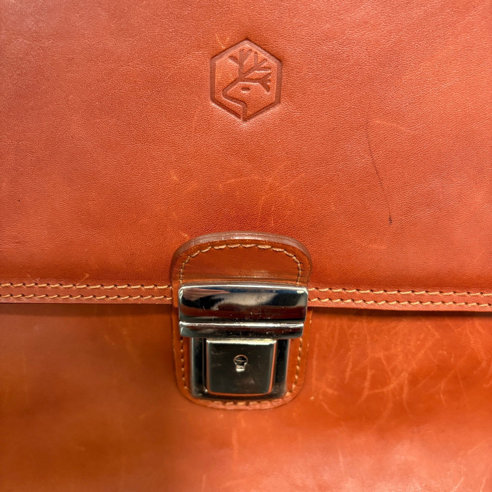 Unbranded Leather Briefcase Messenger Bag Large Cognac Made Italy Quiet Luxury