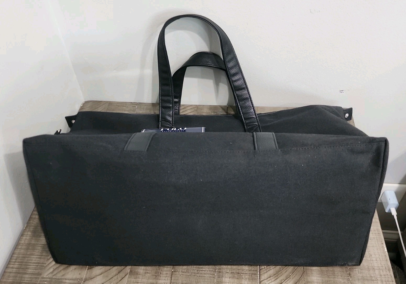 Ralph Lauren Black Duffle Bag • Silver Polo Horse Logo Gym • Travel • Work NWT