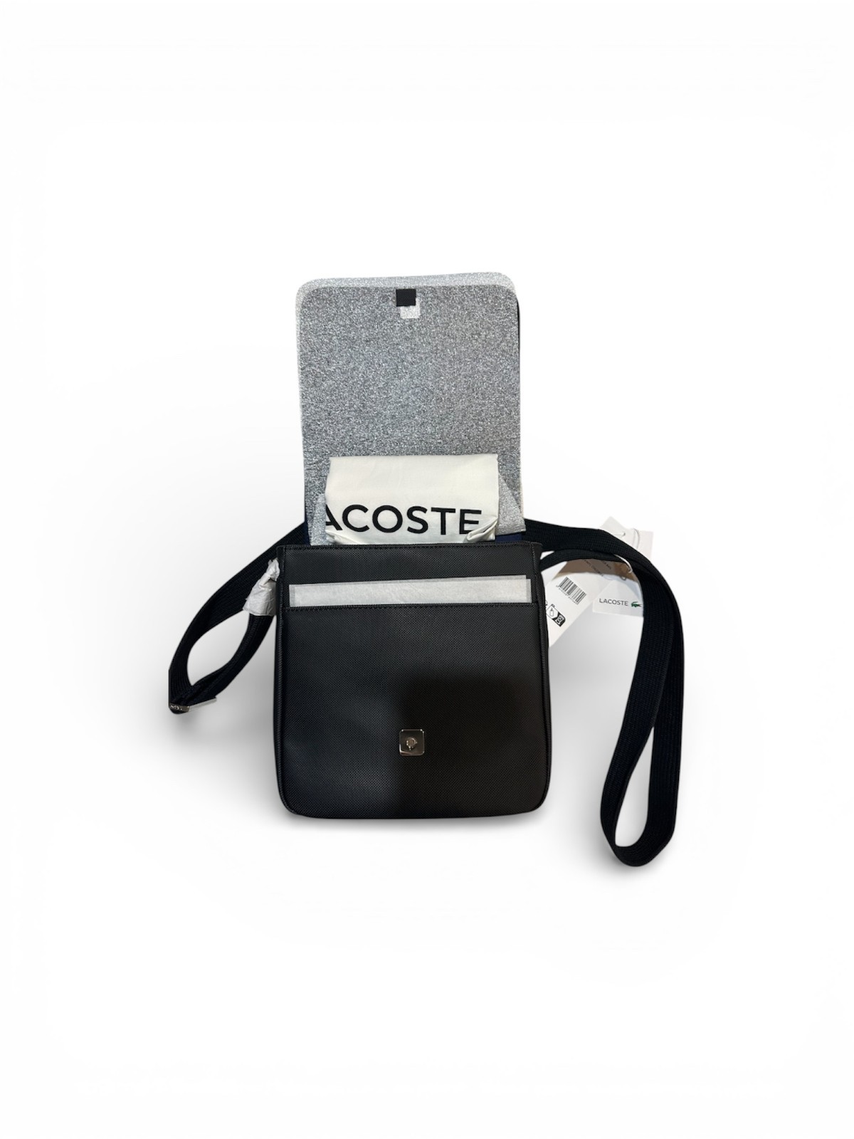Lacoste Men Bag Men’s Classic Slim Flap Satchel Limited Edition Crossover Flap