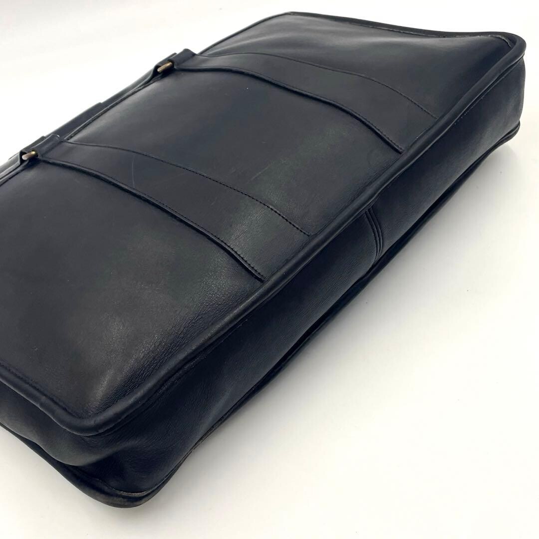 Coach Glove Tanned Leather Briefcase 2 Way Black Business Bag 5282 Men A4 PC