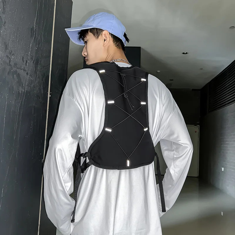 Reflective Design Chest Rig Bag for Men Hip-hop Streetwear Tactical Vest Backpac
