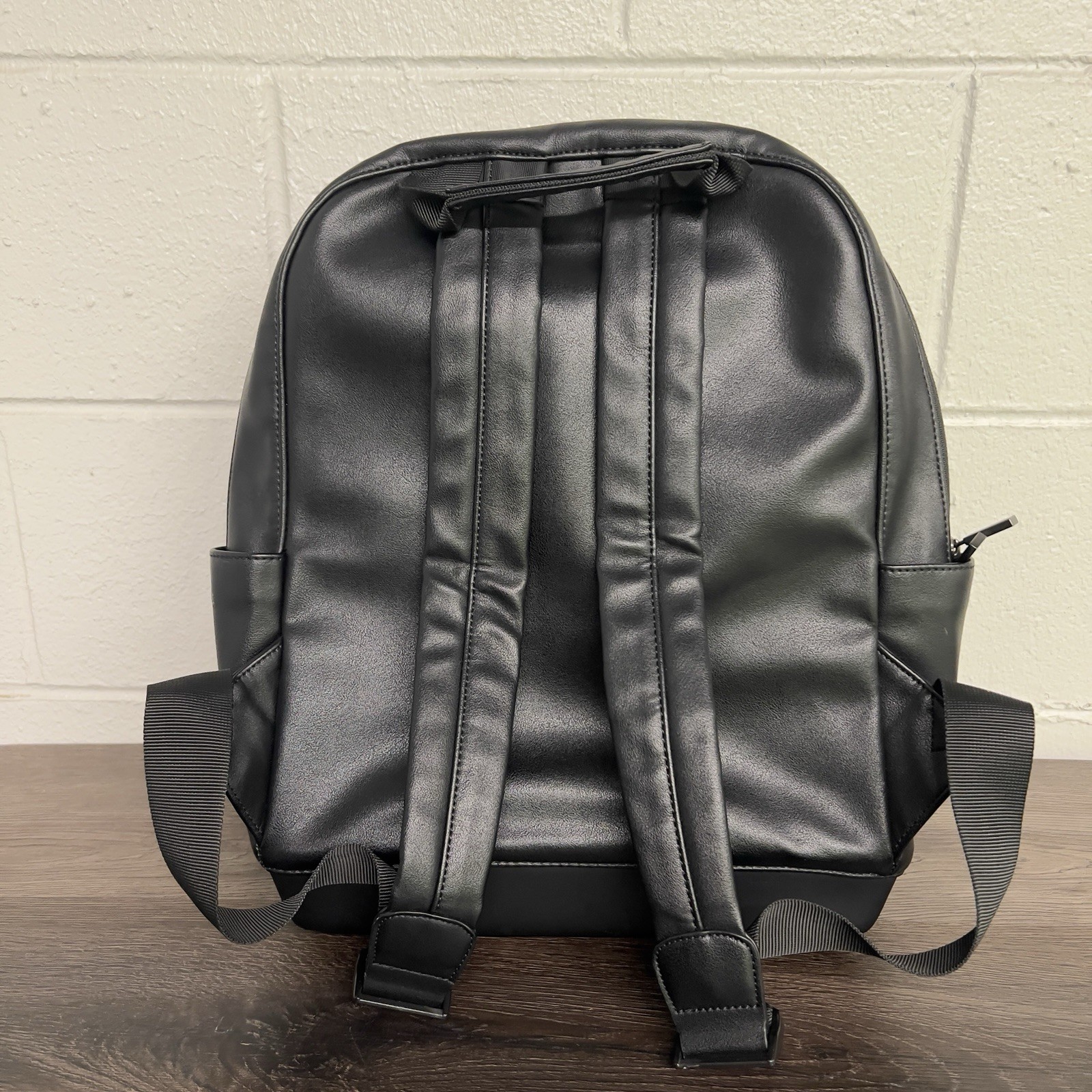 Moleskine Black Backpack Faux Leather Minimalist Laptop Bag Travel Daypack