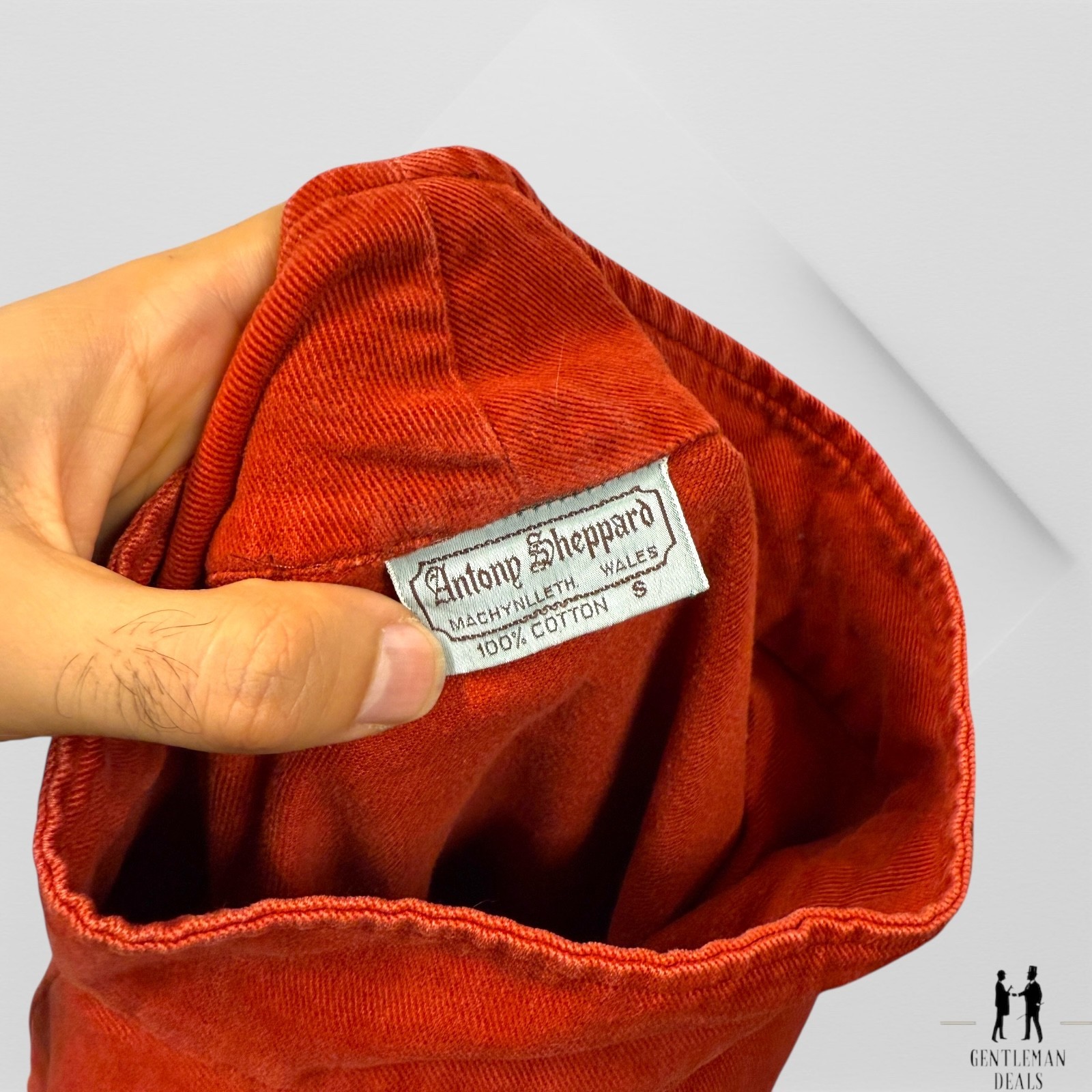 Antony Sheppard Wales 100% Cotton Denim RED ORANGE Fisherman Smock 18.5×29