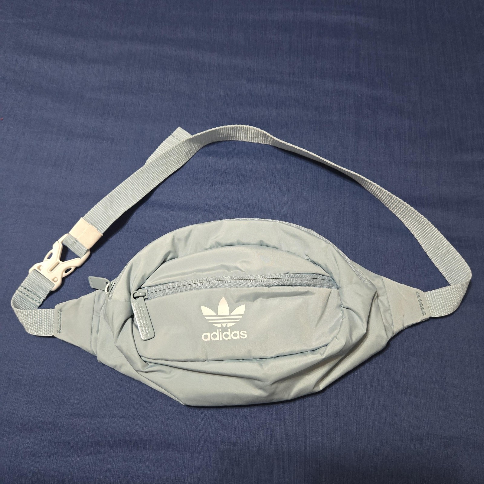Adidas Belt Bag Mens Small Blue Recycled Polyester Zip Fanny Pack Sports Travel