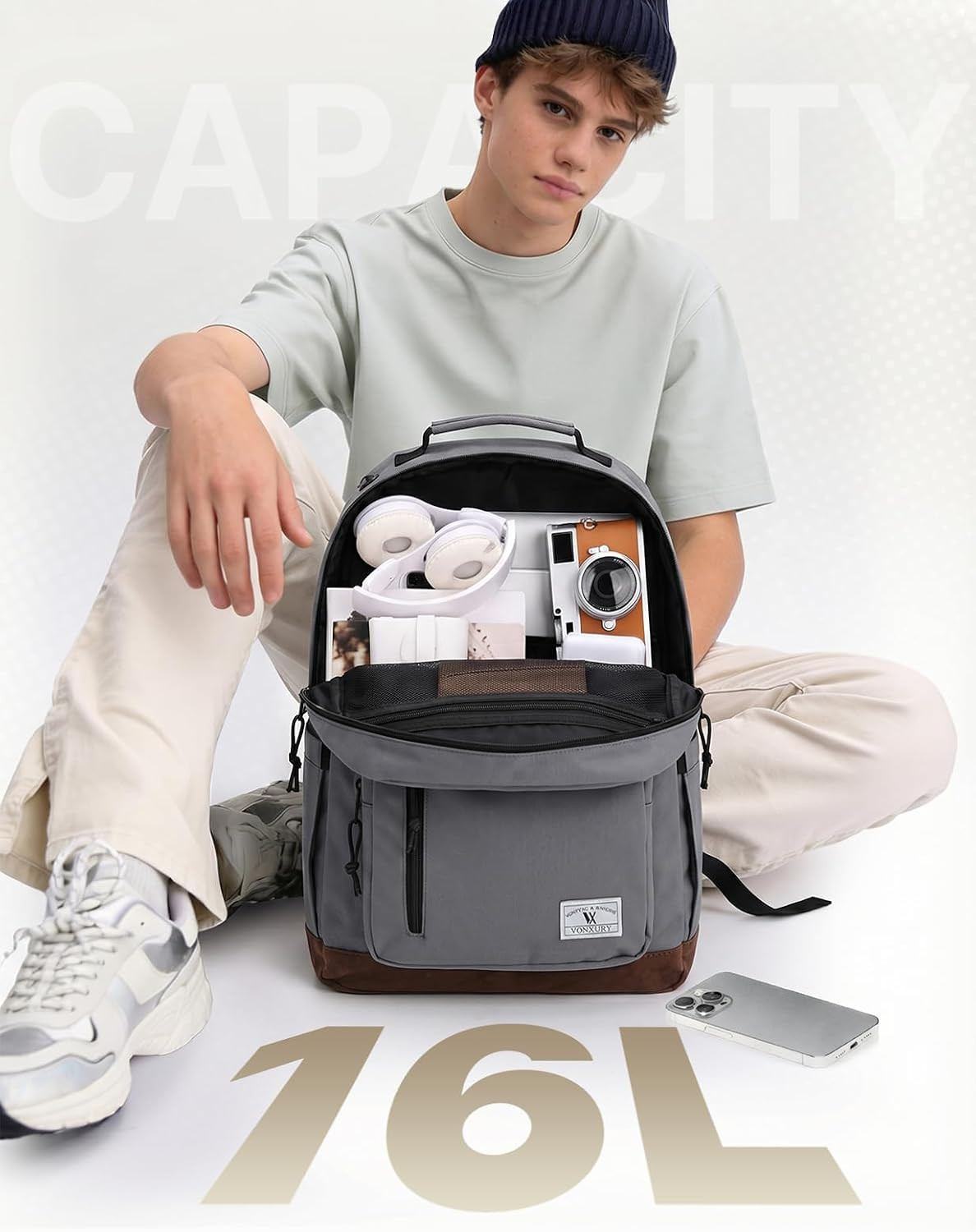Backpack for Men Women,Lightweight 15.6In Bookbag with Mulitiple Pockets,Water R