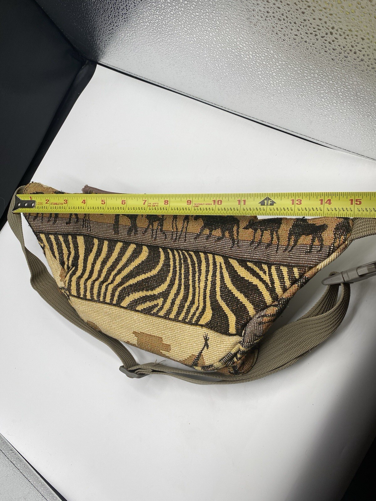 Vintage African Theme Canvas Zip Fanny Pack Elephant/Monkey/Wildebeest