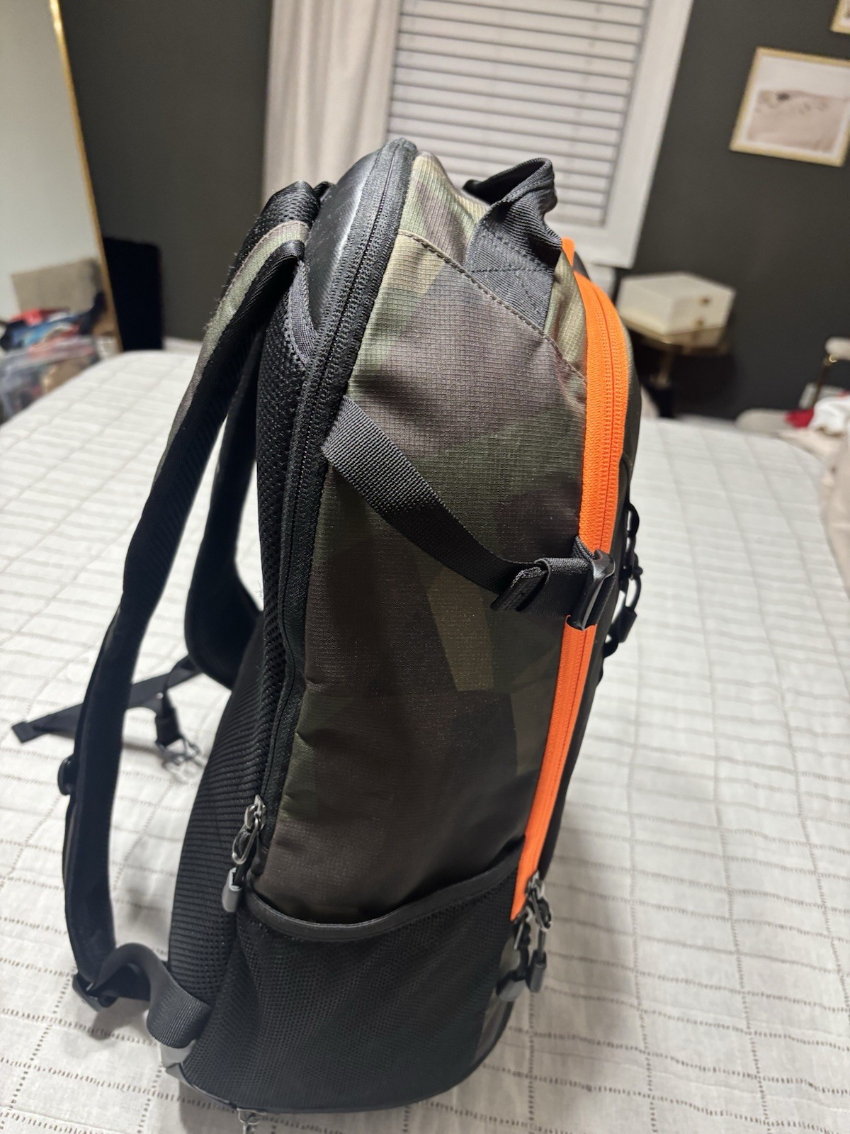 Polo Sport Camouflage Backpack Green Black Orange Zip Closure Top Handle