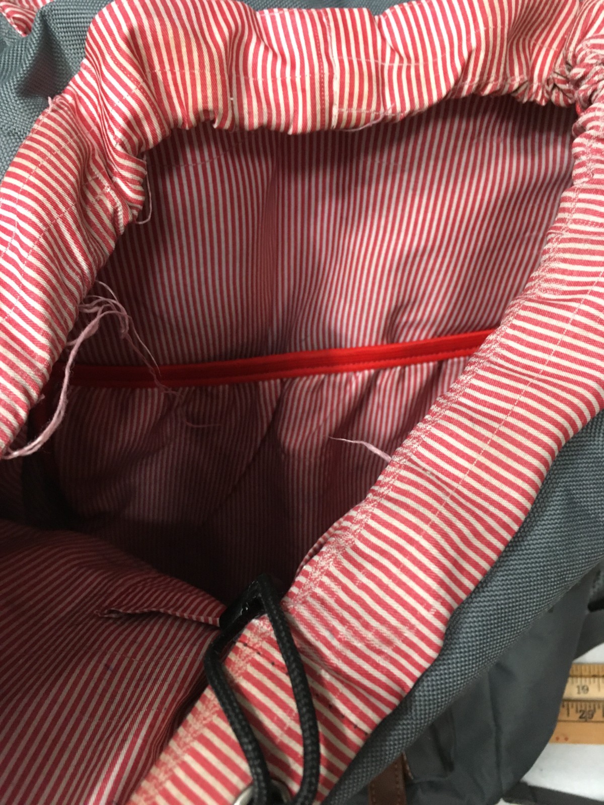 Kaukko Back Pack Vintage And Vogue Red Striped Lining Very Nice Large Size