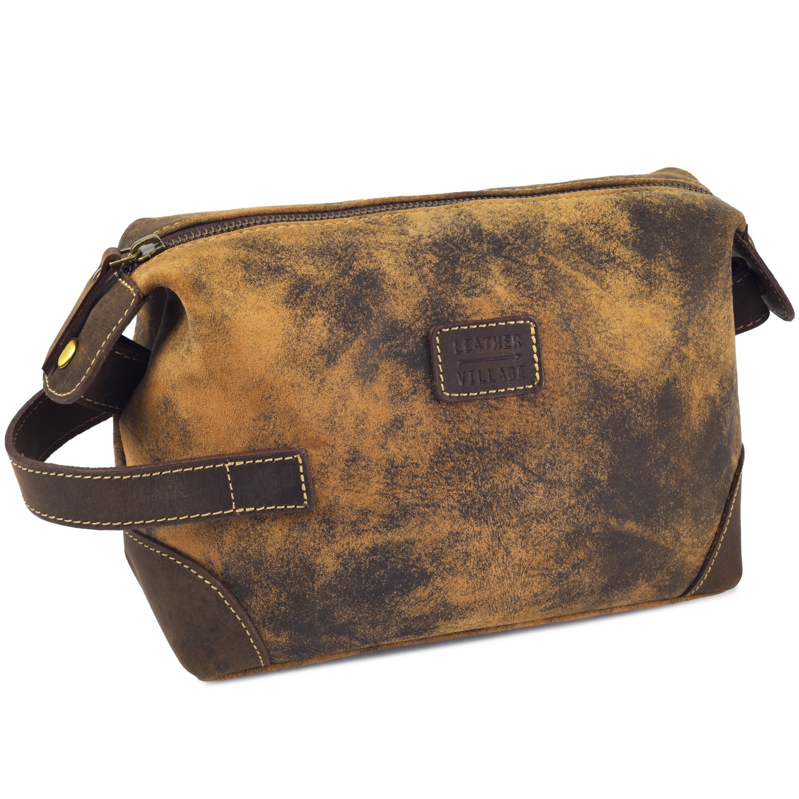 Genuine Leather Dopp Kit for Men & Women-Shaving & Bathroom Essentials Organizer