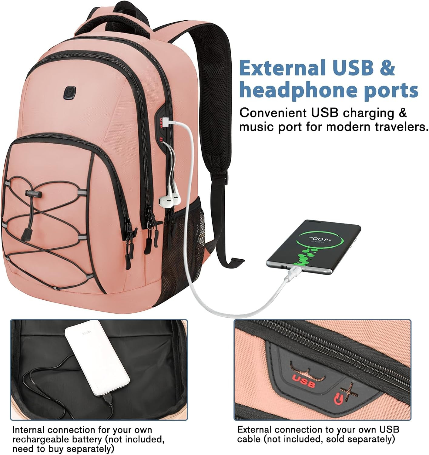 Travel Backpack, 17 Inch Laptop Backpack for Men Women, Business Backpack with L