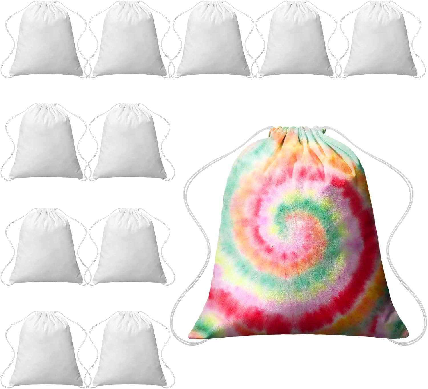 Tie Dye Cotton Drawstring Bags Sublimation Blank Backpack White Canvas Drawstrin